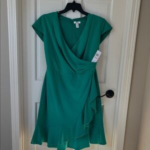 NWT: London Times Teal Asymmetrical Dress